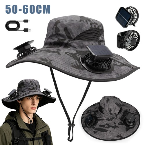 Solar fan hat - wide, sun