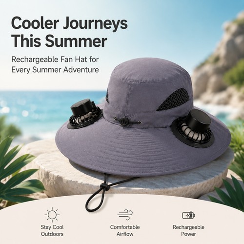 Dual fan solar hat - fan,