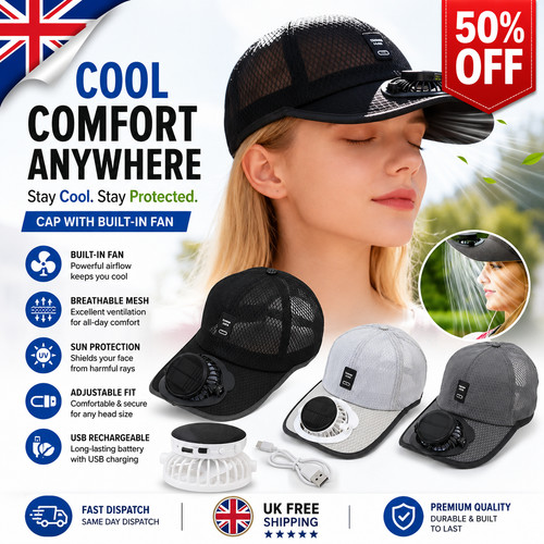 Solar fan hat usb rechargeable - solar,