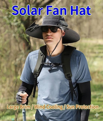 Unisex solar powered fan - powered,