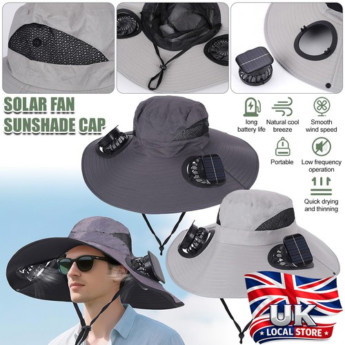 Solar powered fan fishing - powered, hat