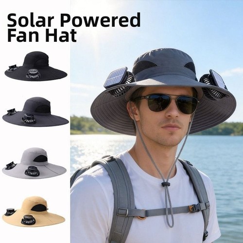 Dual fan solar hat - dual,