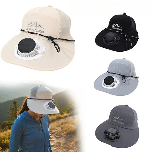 Solar fan cap rechargeable - fan, cap,