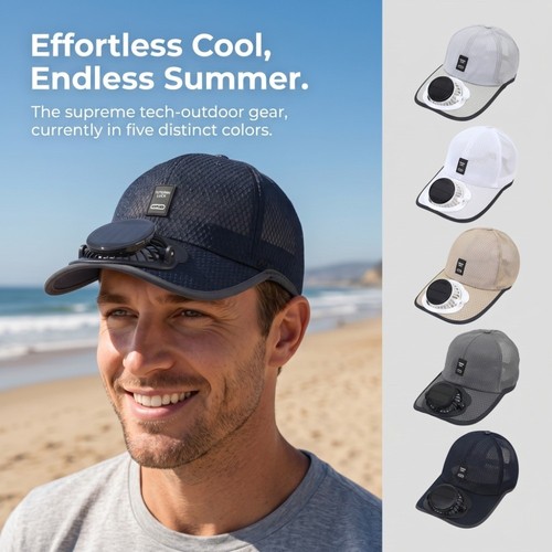 Solar powered fan hat baseball - solar,