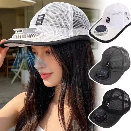 Solar rechargeable fan cap - solar,